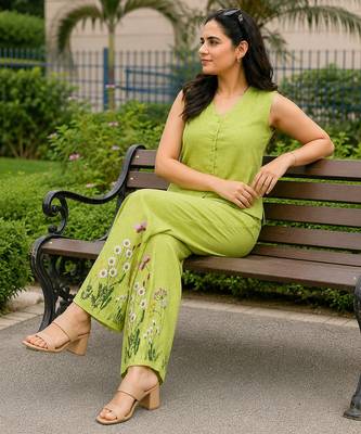 Beautiful black cord set with embroidredpant 2