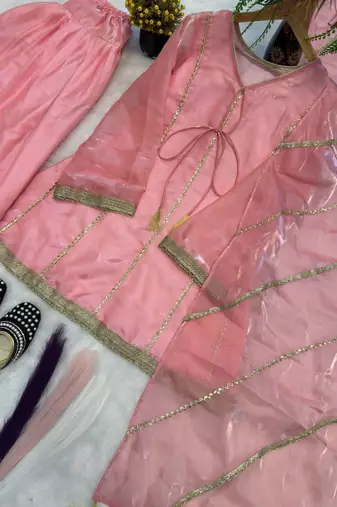 Graceful baby pink festive wear farshi salwar suit