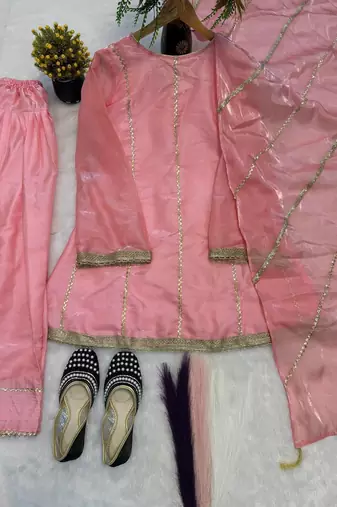 Graceful baby pink festive wear farshi salwar suit