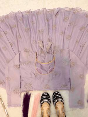 Lavender embroidered organza anarkali set 5