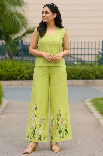 Beautiful black cord set with embroidredpant