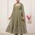 Elegant olive green embroidered anarkali suit set with dupatta for women
