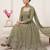 Elegant olive green embroidered anarkali suit set with dupatta for women