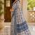 Blue printed ready to wear linen silk  saree