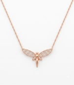 925 Sterling Silver Rose Gold Plated Fairy Pendant Necklace with Cubic Zirconia