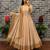 New trendy stylish cream solid anarkali kurta with traditional golden border dupatta set