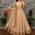 New trendy stylish cream solid anarkali kurta with traditional golden border dupatta set