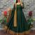 New trendy stylish green  solid anarkali kurta with traditional golden border dupatta set