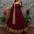 New trendy stylish maroon solid anarkali kurta with traditional golden border dupatta set