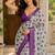 Grey floral pre stitched linen silk saree