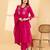 Women's cotton embellished  rani pink color ready to wear full suit with straight pant & dupatta