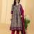 Cotton dark pink hand block printed anarkali pattern full suit with straight pant & dupatta