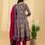 Cotton dark pink hand block printed anarkali pattern full suit with straight pant & dupatta