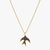 925 Sterling Silver Gold Plated Swallow Bird Pendant Necklace with Black Cubic Zirconia  