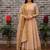 New trendy stylish cream solid anarkali kurta with traditional golden border dupatta set