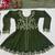 Bottle green embroidered frock-style kurta with palazzos & dupatta
