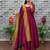 New trendy stylish wine solid anarkali kurta with traditional golden border dupatta set