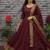 New trendy stylish maroon solid anarkali kurta with traditional golden border dupatta set