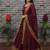 New trendy stylish maroon solid anarkali kurta with traditional golden border dupatta set