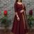 New trendy stylish maroon solid anarkali kurta with traditional golden border dupatta set