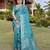 Teal zari woven art silk traditional saree with unstitched blouse