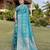 Teal zari woven art silk traditional saree with unstitched blouse