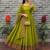 New trendy stylish olive green solid anarkali kurta with traditional golden border dupatta set