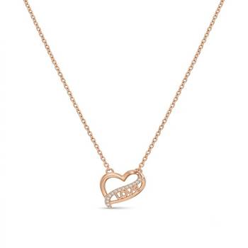 925 Sterling Silver Rose Gold Plated Heart Love Pendant Necklace Set  with Cubic Zircon 1