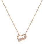 925 Sterling Silver Rose Gold Plated Heart Love Pendant Necklace with Cubic Zirconia