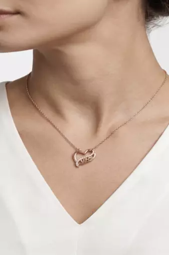925 Sterling Silver Rose Gold Plated Heart Love Pendant Necklace Set  with Cubic Zircon