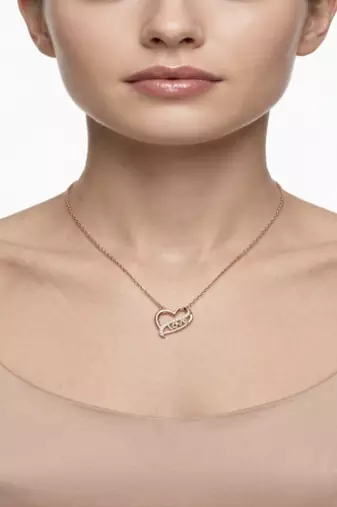 925 Sterling Silver Rose Gold Plated Heart Love Pendant Necklace Set  with Cubic Zircon