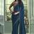 Blue embroidery geogette party wear saree with blouse piece