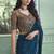 Blue embroidery geogette party wear saree with blouse piece