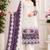 Purple&white georgette semi stitched suit with embroidery & sequence work