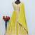 Yellow chinon semi stitched suit with embroidery & codding work