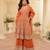 Orange georgette free size stitched suit with embroidery & zarkan work