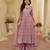 Purple georgette free size stitched suit with embroidery & zarkan work