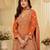 Orange georgette free size stitched suit with embroidery & zarkan work