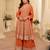 Orange georgette free size stitched suit with embroidery & zarkan work