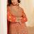 Orange georgette free size stitched suit with embroidery & zarkan work