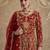 Red net semi stitched anarkali suit with codding & stone work