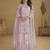 Lavender net free size stitched suit with embroidery & hand work