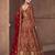 Red net semi stitched anarkali suit with codding & stone work