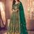 D green net semi stitched anarkali suit with codding & stone work