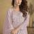 Lavender net free size stitched suit with embroidery & hand work