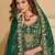 D green net semi stitched anarkali suit with codding & stone work