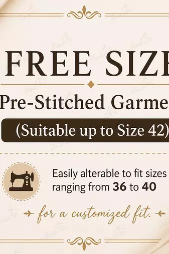 Lavender net free size stitched suit with embroidery & hand work