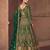 D green net semi stitched anarkali suit with codding & stone work