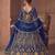 Blue net semi stitched anarkali suit with codding & stone work