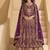Purple net semi stitched anarkali suit with codding & stone work